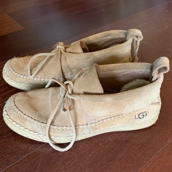 UGG Woodlyn Chestnut Suede Moccasin s/n 1094814 Women's Size 6 Shoes - Picture 9 of 10